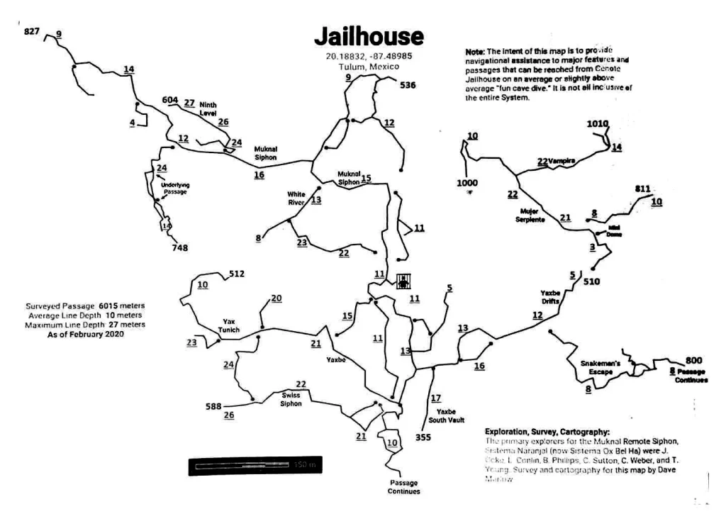 Jailhouse Cenote cave lines map