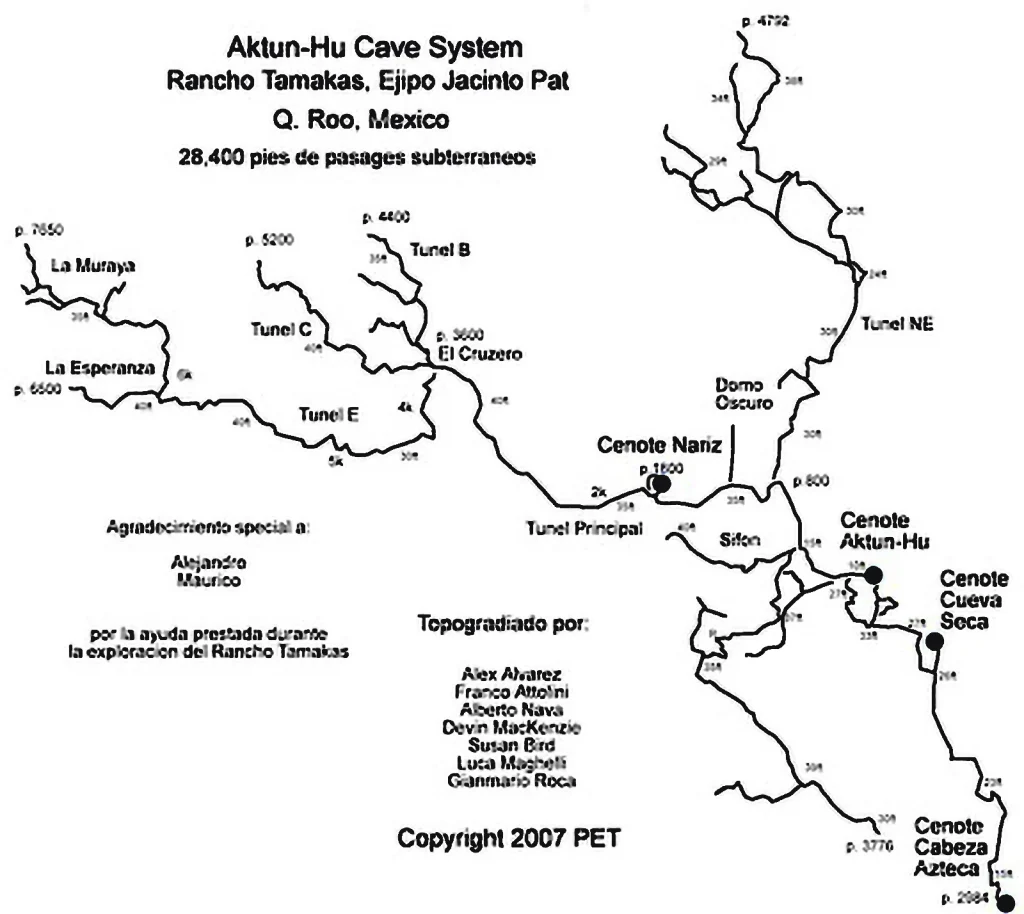 Nariz (Otoch Ha) Cenote cave lines map