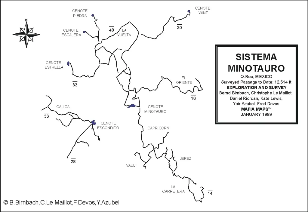Minotauro Cave System lines map