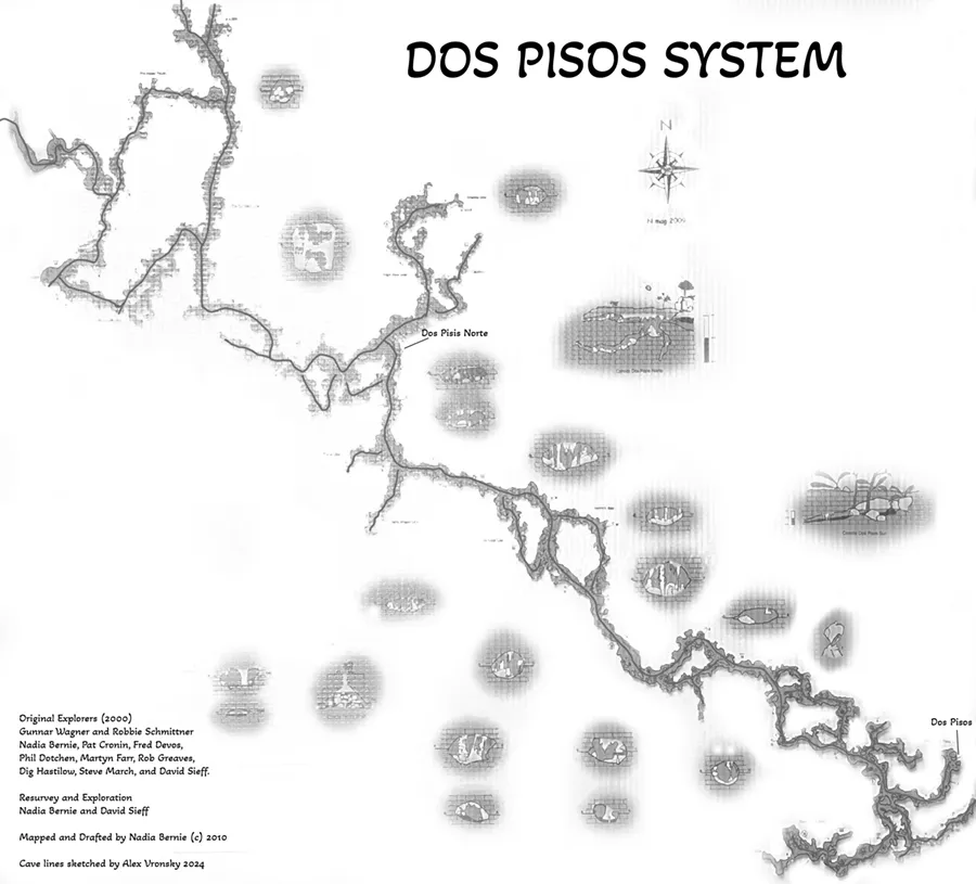 Dos Pisos Cenote cave lines map