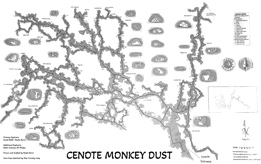 Monkey Dust Cenote cave lines map