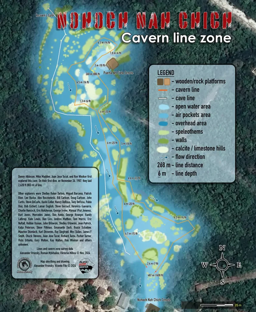 Nohoch Nah Chich cavern zone lines map